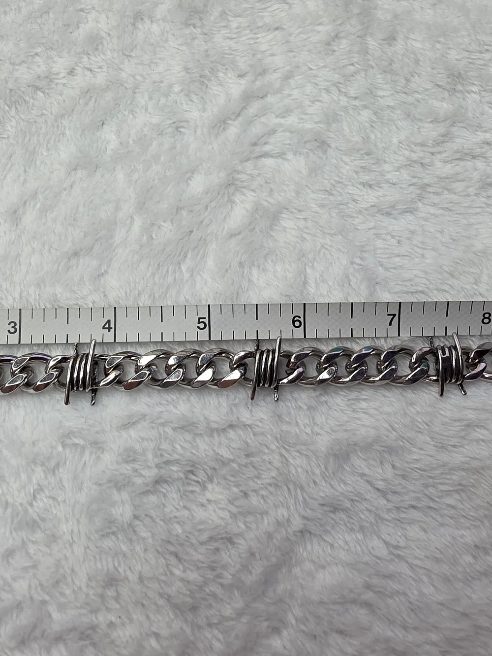 Chunky Silver Barbed Wire Link Bracelet